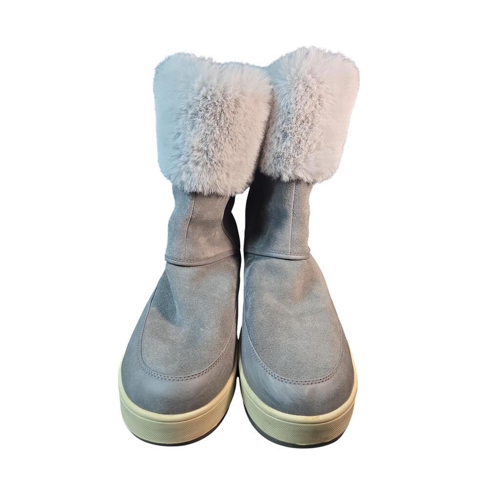 Koolaburra By UGG Boots Womens Size 9 Gray Suede Fur Mid Calf Winter 1105889